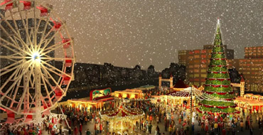 Prima piramidă de Crăciun din România, la târgul din Piața Constituției